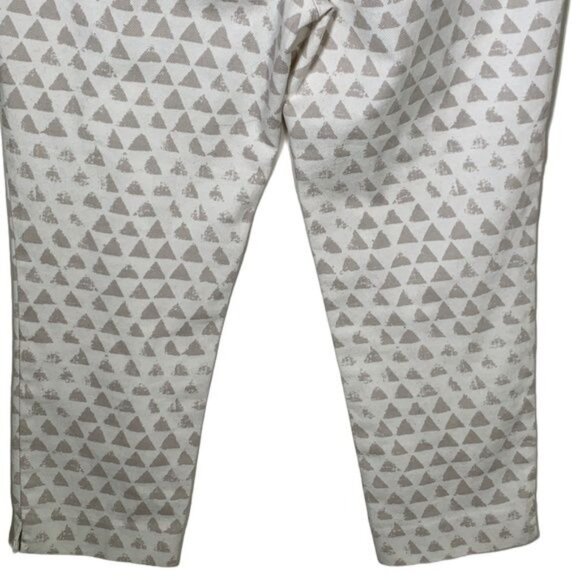 Loft Riviera Pants 6P Petite Cropped Cream Geometric Print Stretch - Picture 10 of 12
